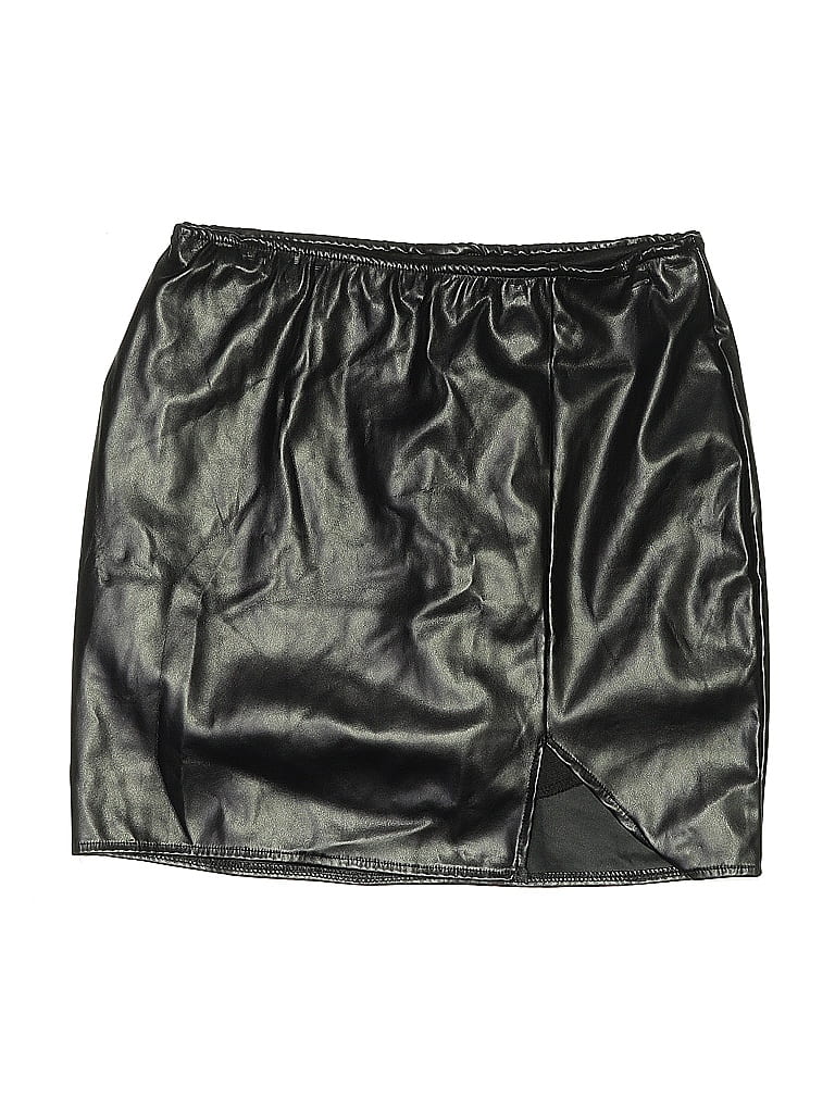 Pre-owned Renee C Faux Leather Skirt In Black