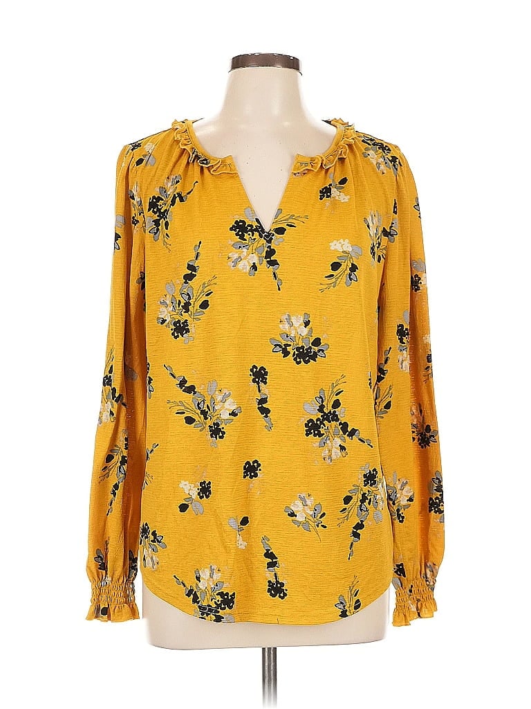 Pre-owned Melloday Long Sleeve Blouse In Yellow