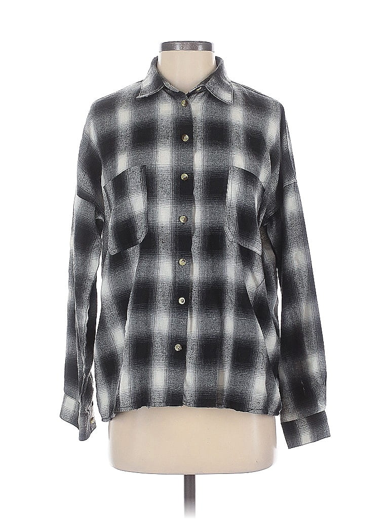 Pre-owned La Hearts Long Sleeve Blouse In Gray