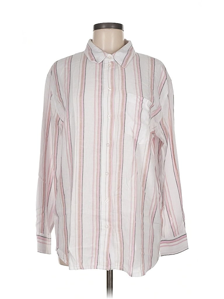 Gap Long Sleeve Button Down Shirt In Pink