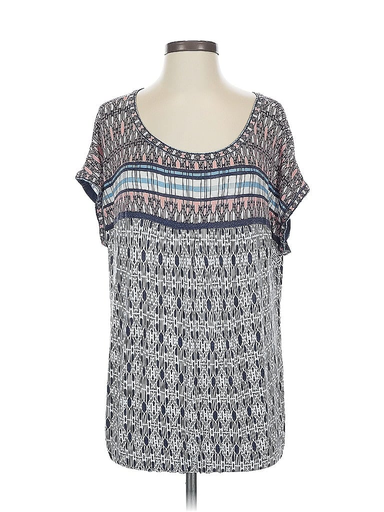 Pre-owned Chaus Short Sleeve Blouse In Blue