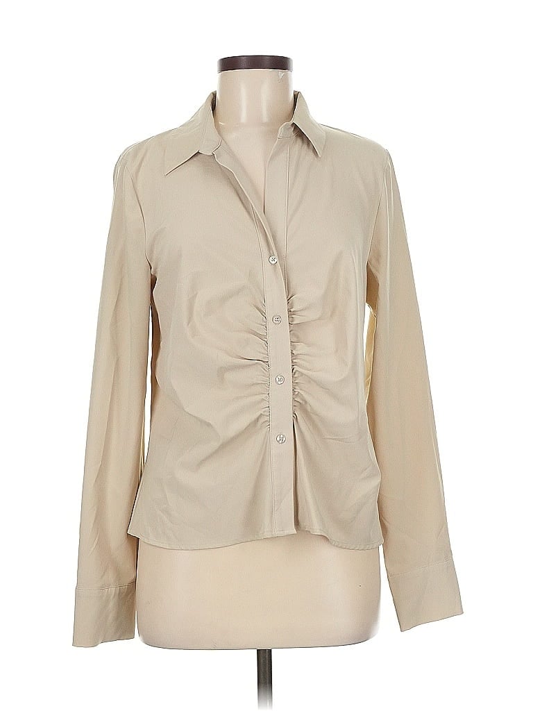 Pre-owned Calvin Klein Long Sleeve Blouse In Brown