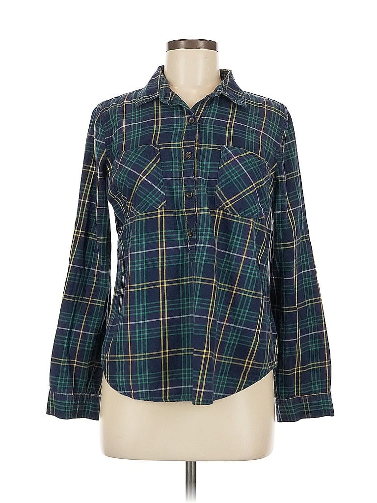 OLD NAVY Pre-owned Long Sleeve Button Down Shirt In Green