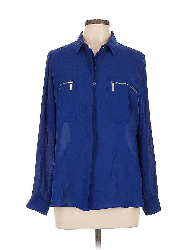 Pre-owned Apt. 9 Long Sleeve Blouse In Blue