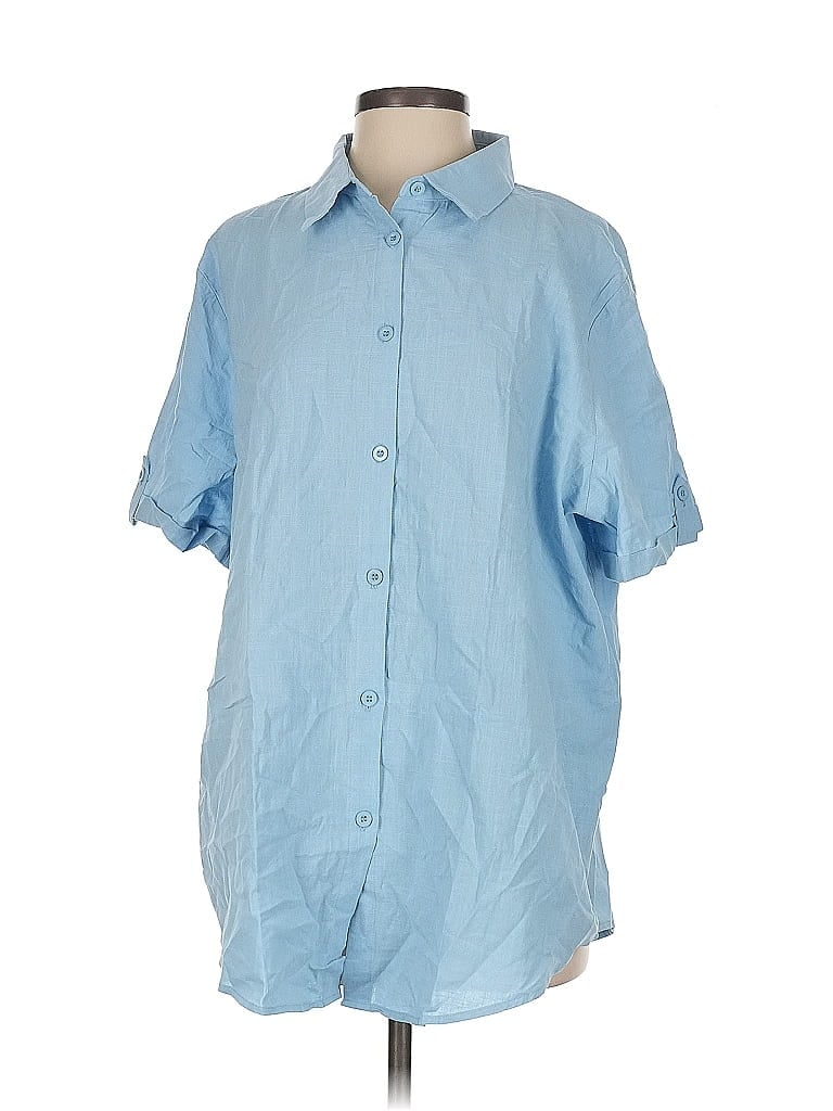 Pre-owned Unbranded Short Sleeve Button Down Shirt In Blue