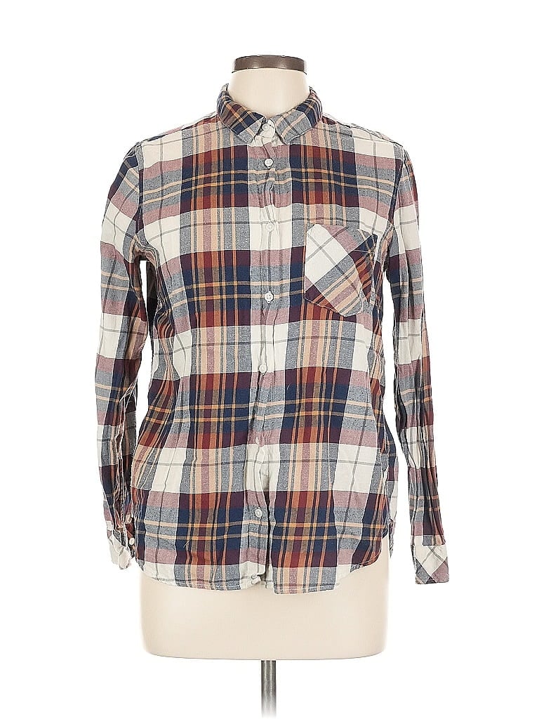 Pre-owned H&m Long Sleeve Button Down Shirt In Blue