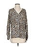 DR2 100% Polyester Animal Print Tan Long Sleeve Blouse Size S - photo 1
