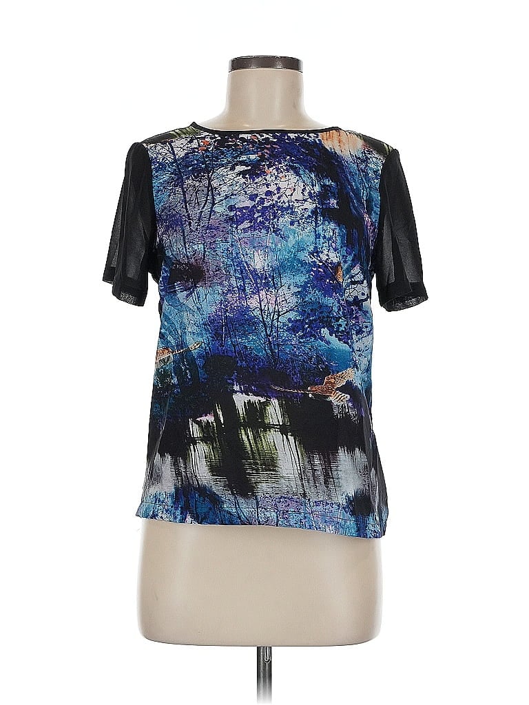 Pre-owned Warehouse Short Sleeve Blouse In Blue