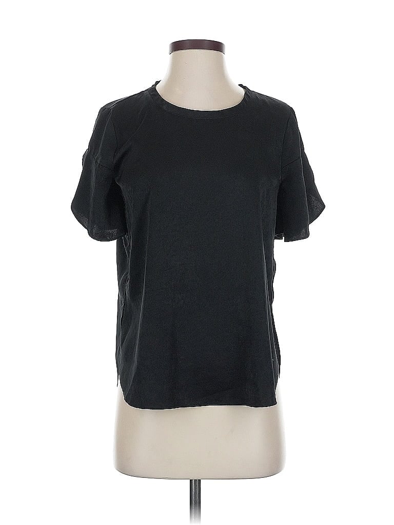 Pre-owned Ann Taylor Loft Outlet Short Sleeve Top Black Crew Neck Tops