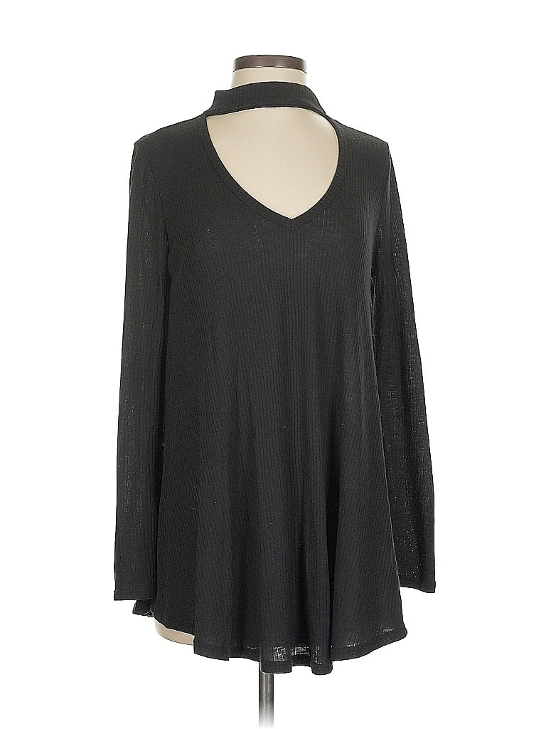 Pre-owned Sage The Label Long Sleeve Top Black Keyhole Neckline Tops