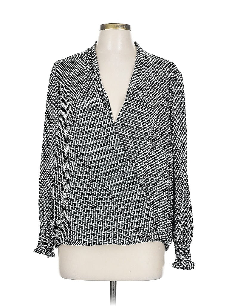 Pre-owned Adrianna Papell Long Sleeve Blouse In Black