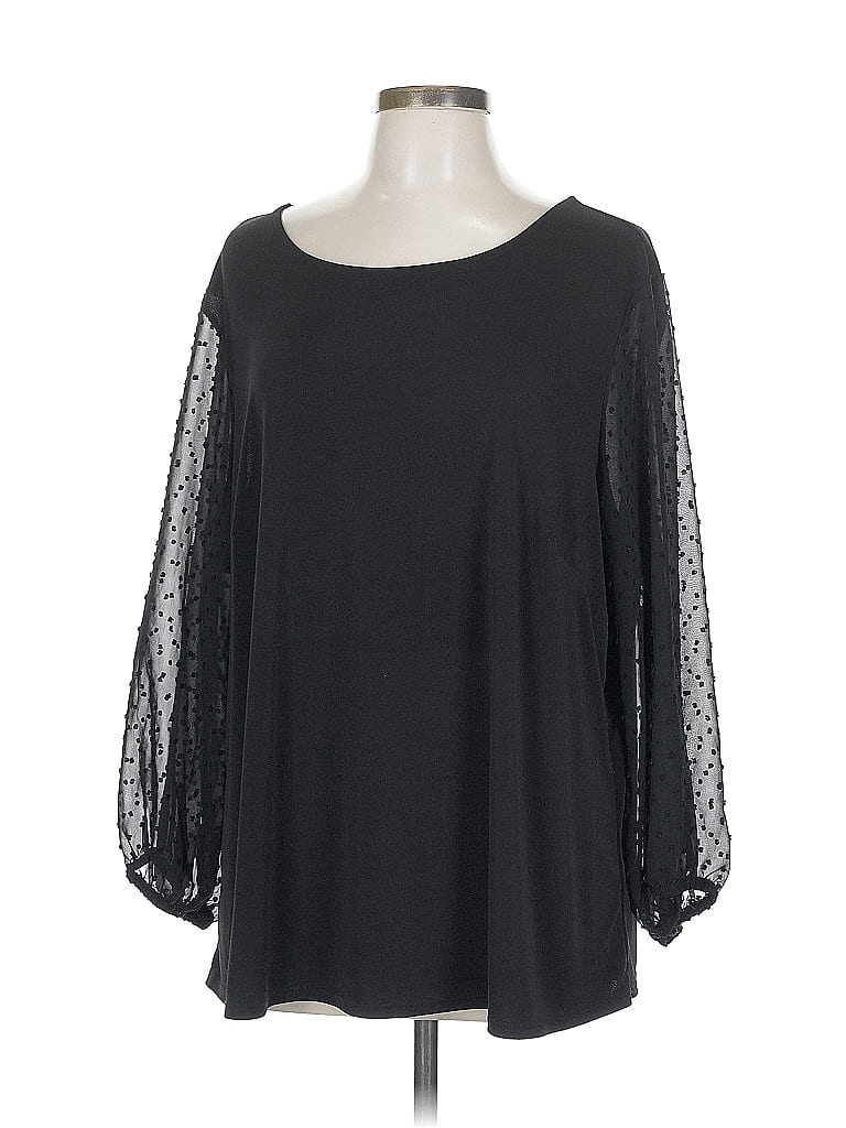 Pre-owned Adrianna Papell 3/4 Sleeve Blouse In Black