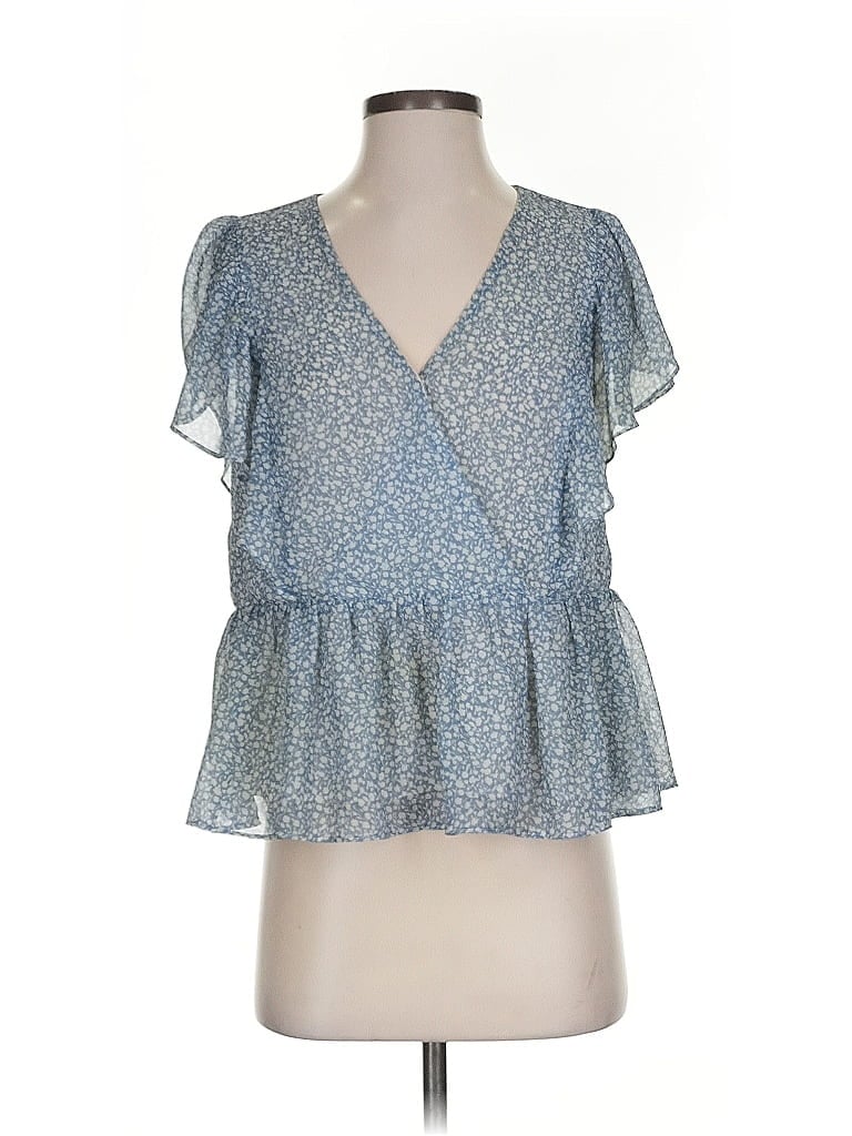 Pre-owned Mod On Trend Short Sleeve Blouse In Blue