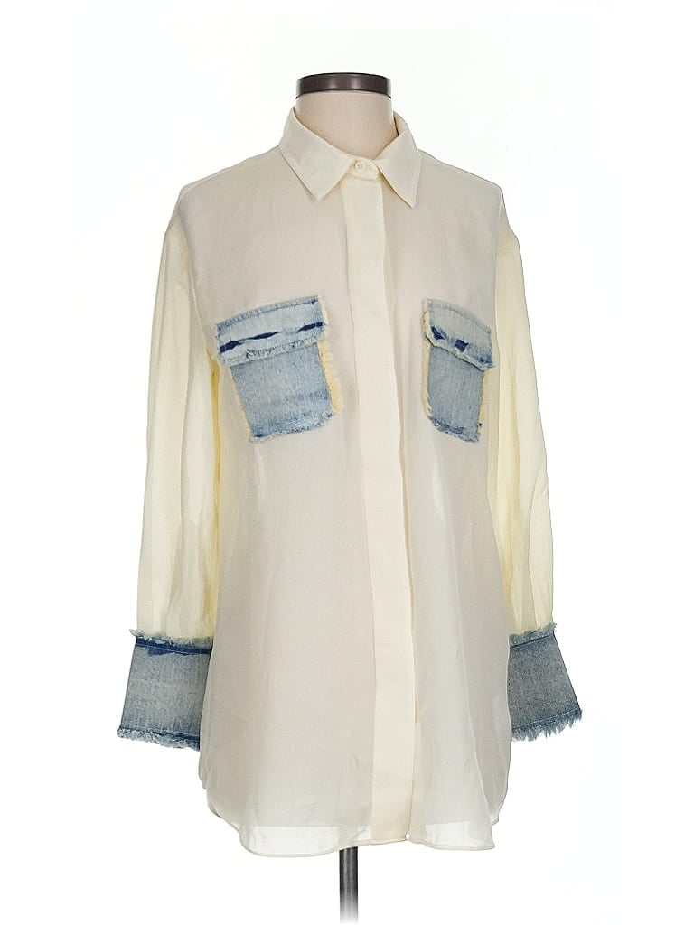 Pre-owned J.ing Long Sleeve Blouse In White