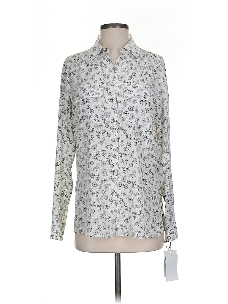 Pre-owned Worth New York Long Sleeve Blouse In Silver