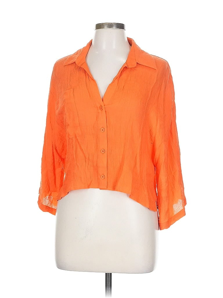 SKYLAR ROSE Pre-owned 3/4 Sleeve Button Down Shirt In Orange