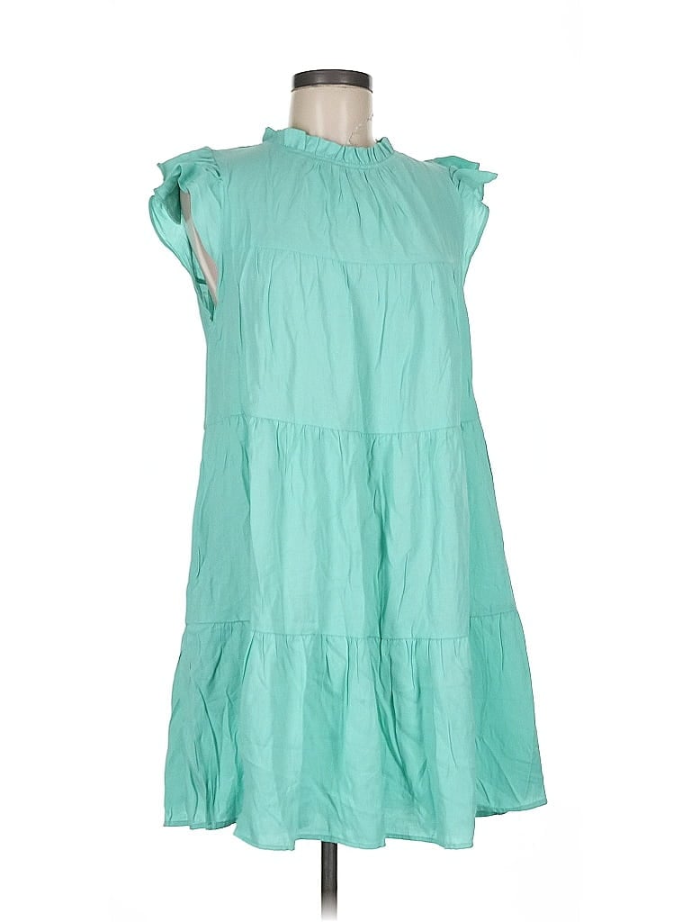 Jodifl Solid Teal Casual Dress Size M - photo 1