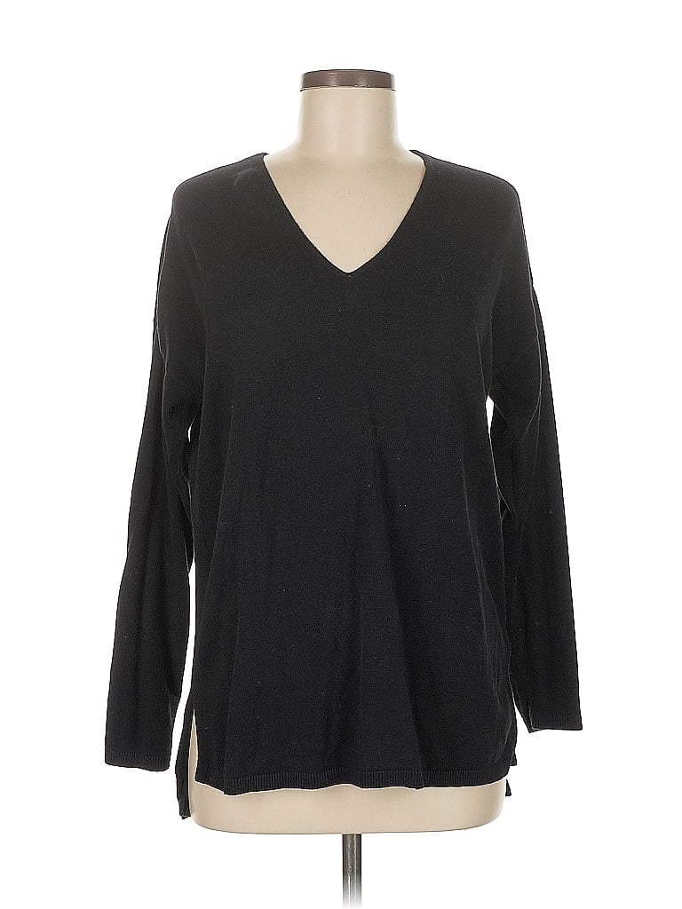 Pre-owned Inc International Concepts Long Sleeve Top Black V Neck Tops