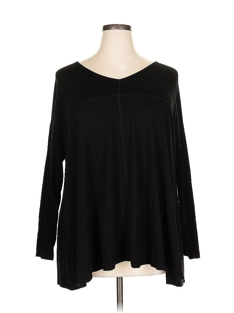 Pre-owned Kenar Long Sleeve Top Black V Neck Tops