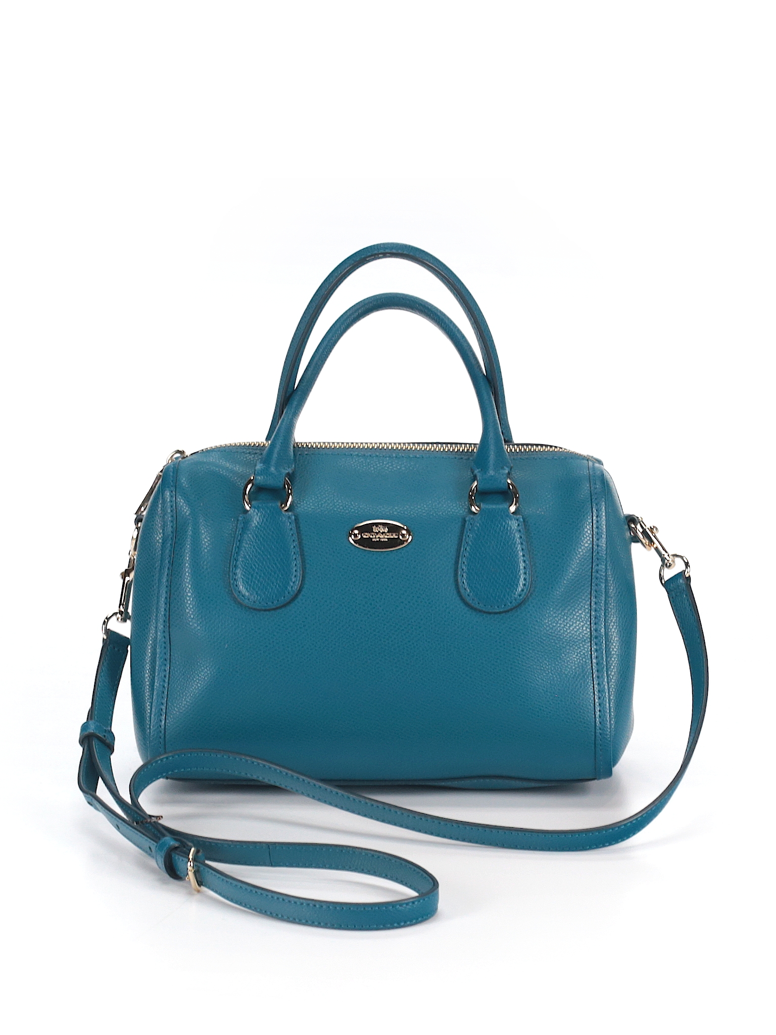 Coach 100% Leather Solid Teal Leather Satchel One Size - 70% off | thredUP