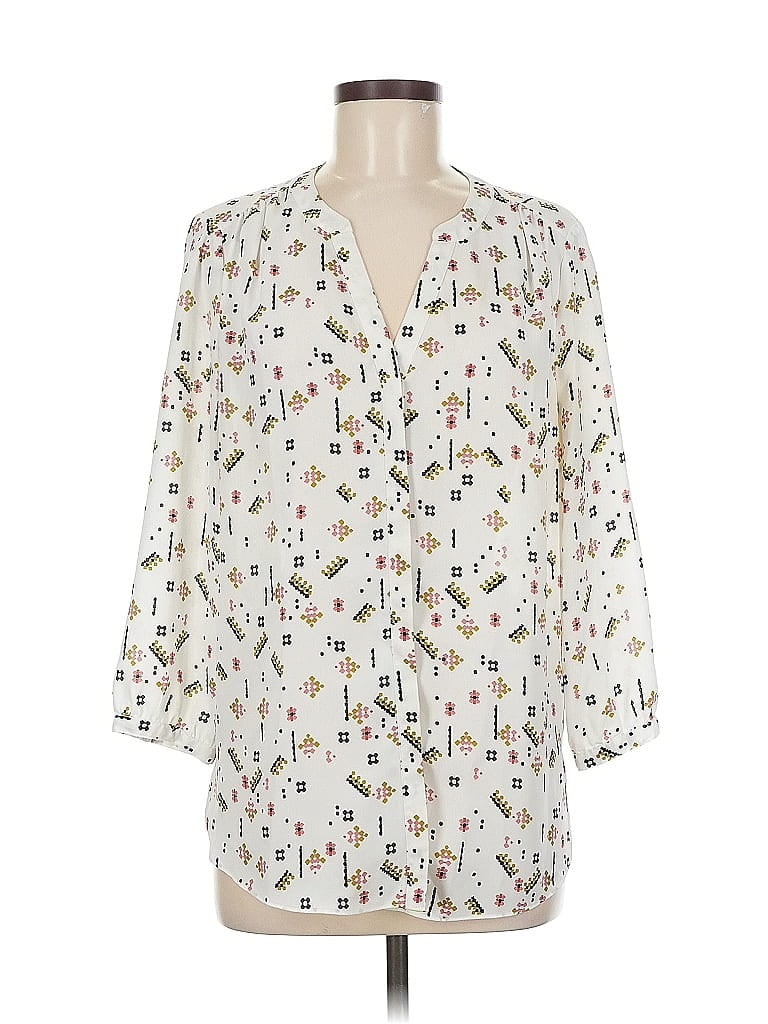 Pre-owned Nydj 3/4 Sleeve Blouse In White