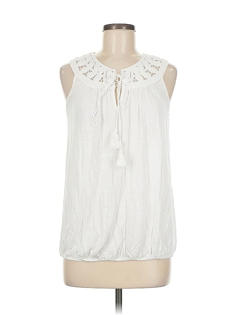 Pre-owned Max Studio Sleeveless Blouse In White