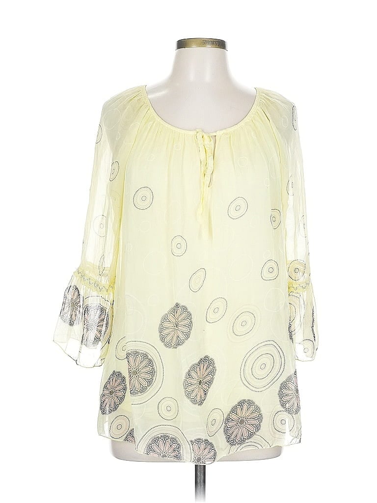 Pre-owned Lola 3/4 Sleeve Blouse In Yellow