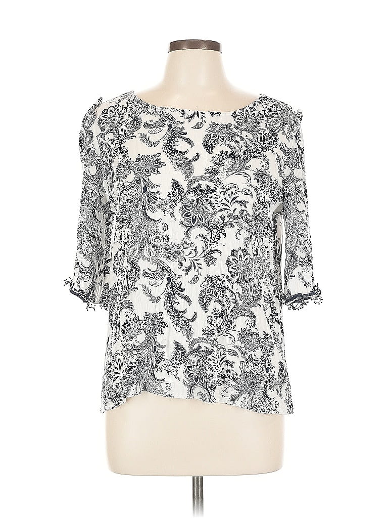 Pre-owned Studio B By Bobeau 3/4 Sleeve Blouse In Silver