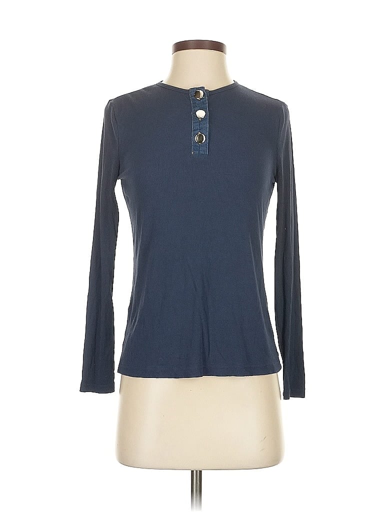 Click to view more detailed imagery on our partner's website Pre-owned Basix Long Sleeve Henley Shirt In Blue