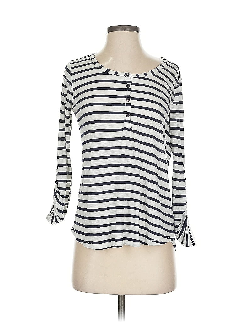 Click to view more detailed imagery on our partner's website Pre-owned Splendid Long Sleeve Top White Stripes Pattern Boatneck Tops