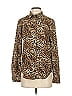 H&M 100% Polyester Animal Print Brown Long Sleeve Blouse Size 2 - photo 1