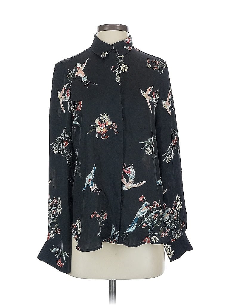 Pre-owned H&m Long Sleeve Blouse In Black
