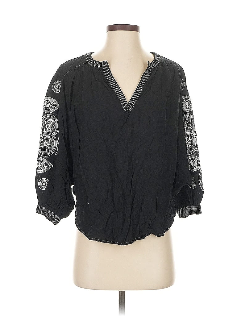 Pre-owned By Anthropologie 3/4 Sleeve Blouse In Black