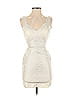 Terani Couture 100% Polyester Metallic Silver Ivory Cocktail Dress Size 2 - photo 1