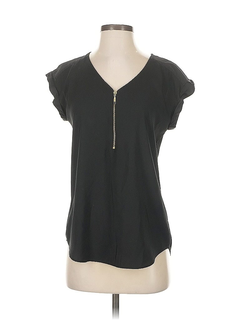 Pre-owned Express Outlet Short Sleeve Top Black Keyhole Neckline Tops