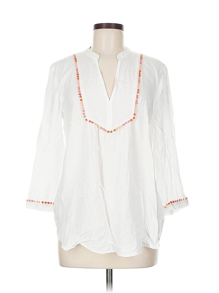 Pre-owned Ann Taylor Loft Outlet 3/4 Sleeve Blouse In White