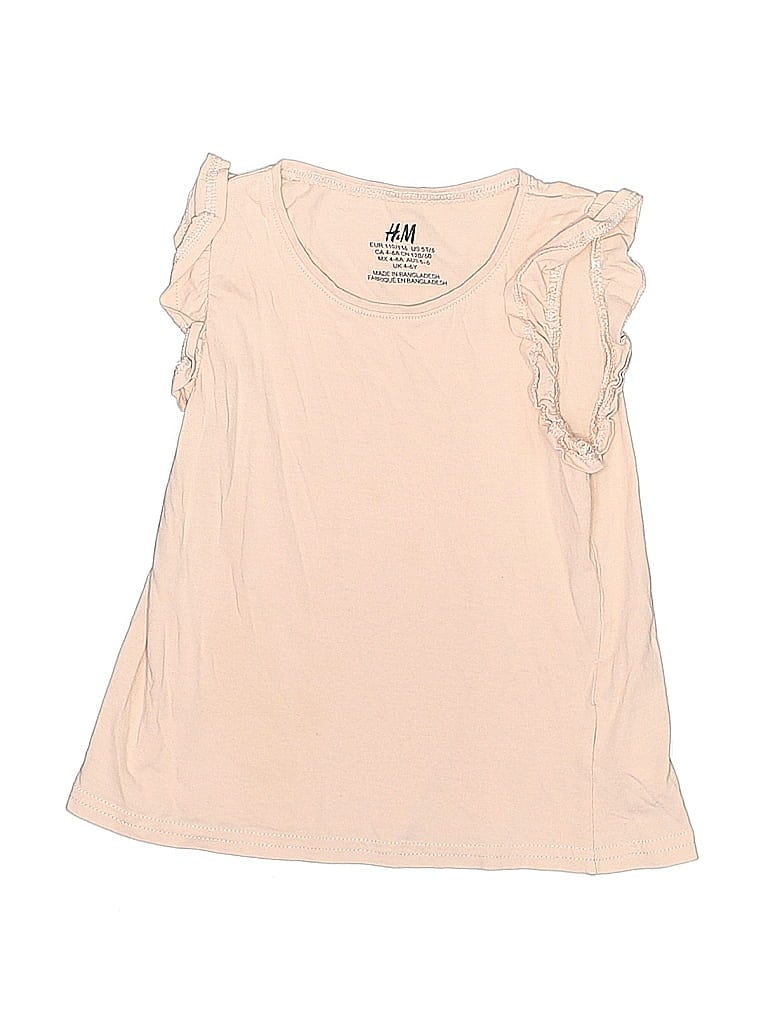 Click to view more detailed imagery on our partner's website Pre-owned H&m Kids' Short Sleeve Top Tan Ruffles Neckline Tops In Brown