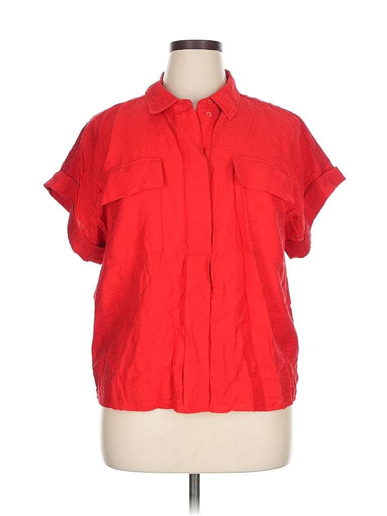 Pre-owned Simply Vera Vera Wang Short Sleeve Blouse In Red