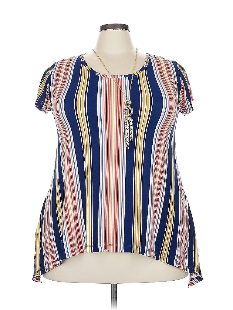 Pre-owned Assorted Brands Short Sleeve Blouse In Blue
