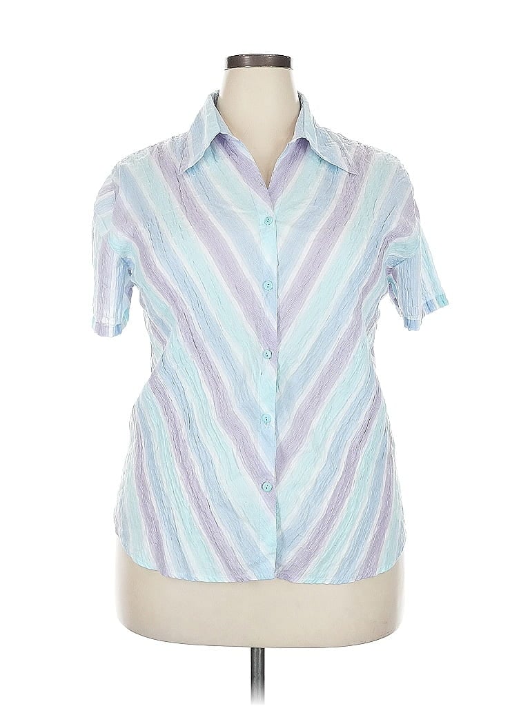 Pre-owned Assorted Brands Short Sleeve Button Down Shirt In Blue