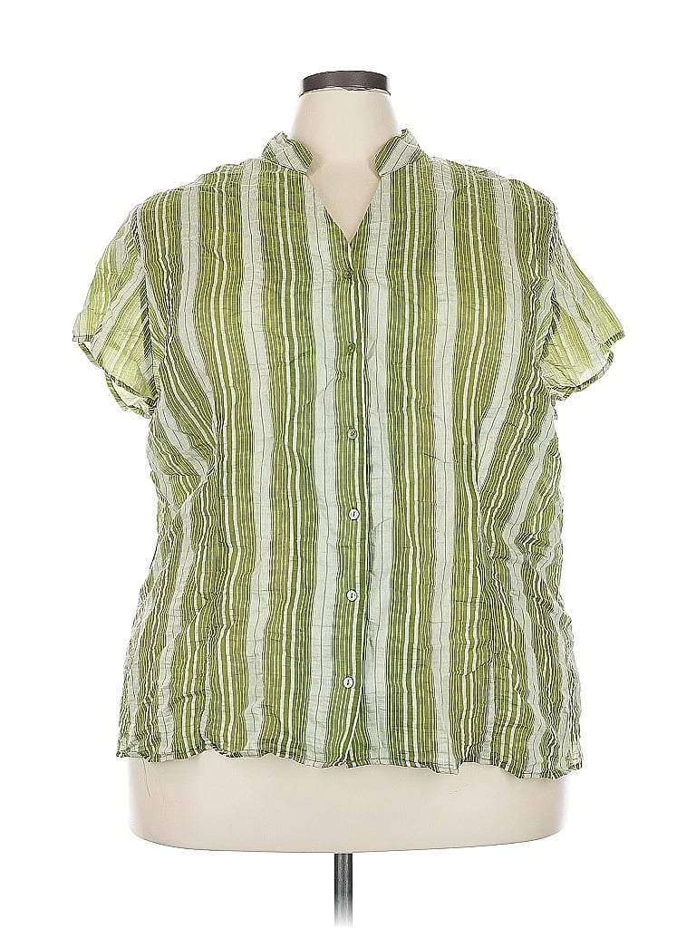 Pre-owned Lane Bryant Short Sleeve Blouse In Green