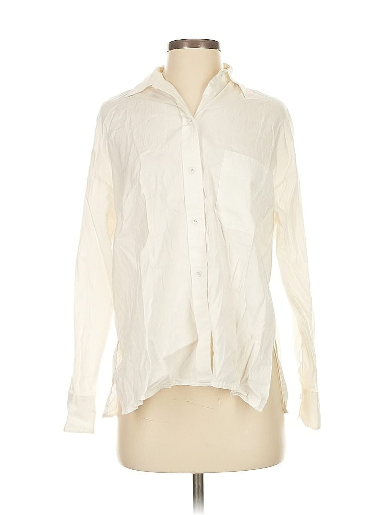 Pre-owned Vince Long Sleeve Blouse In White