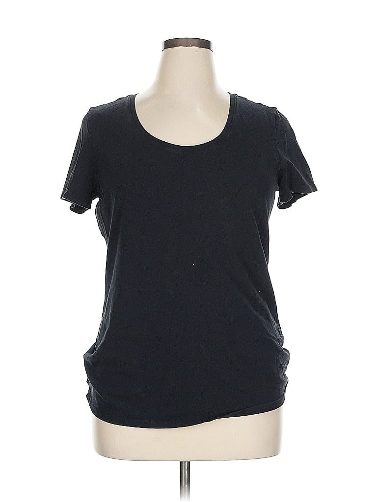 Pre-owned Amazon Essentials Short Sleeve Top Black Scoop Neck Tops