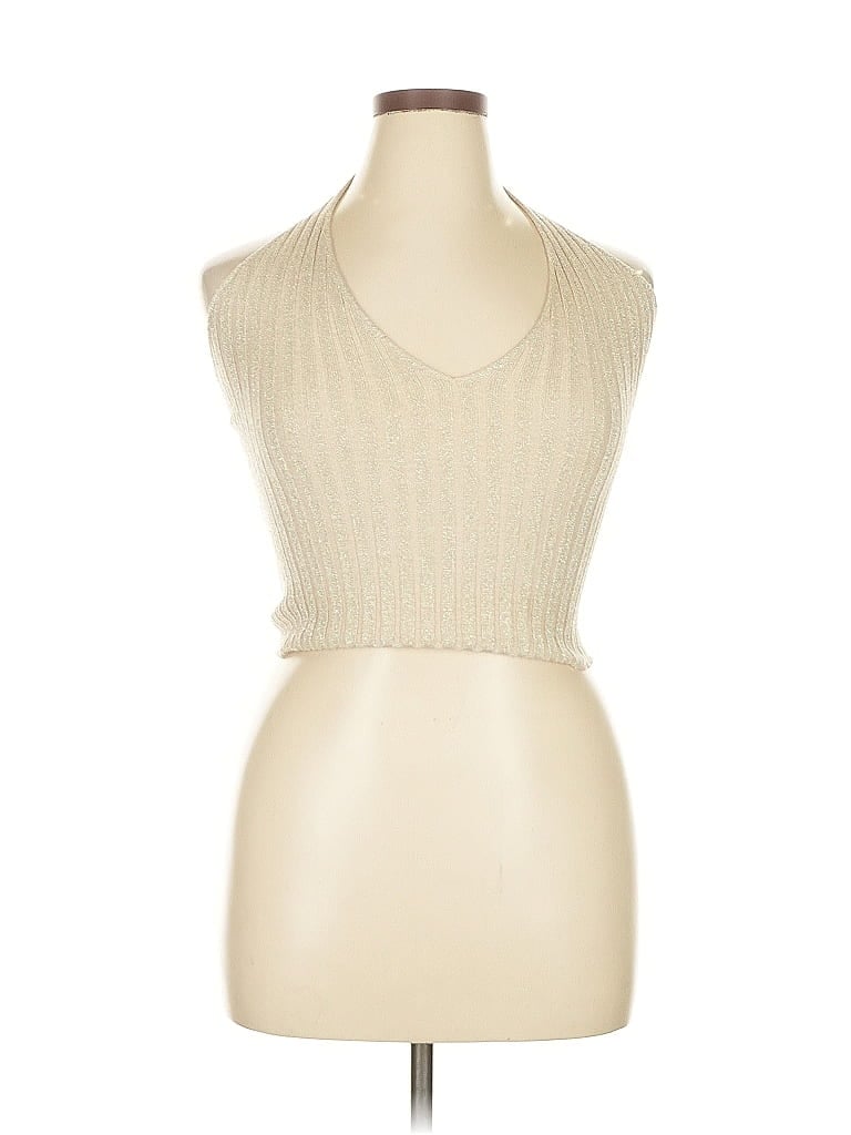 Pre-owned New Look Tank Top Ivory Halter Neckline Tops In White