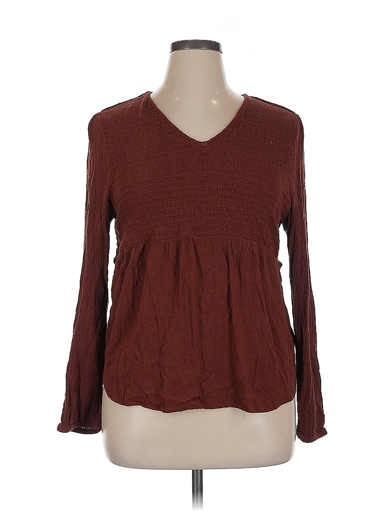 Pre-owned Sonoma Goods For Life Long Sleeve Blouse In Burgundy