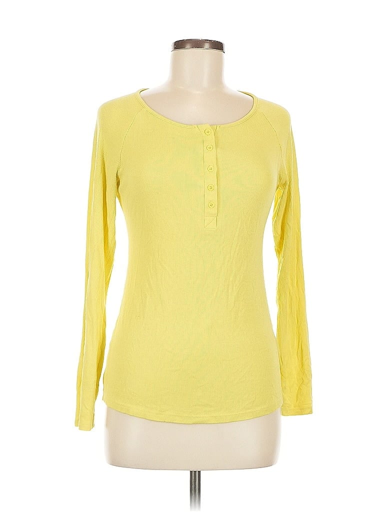 Pre-owned Assorted Brands Long Sleeve Henley Shirt In Yellow
