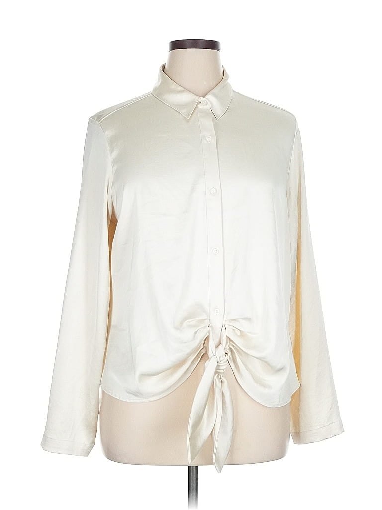 Pre-owned Express Long Sleeve Blouse In White
