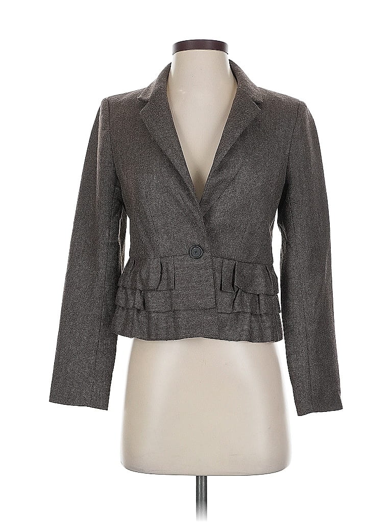 Pre-owned Ann Taylor Loft Wool Blazer Jacket In Gray