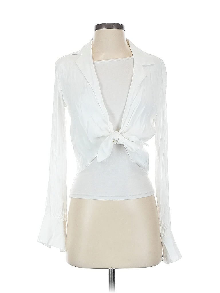Pre-owned Polly Long Sleeve Blouse In White