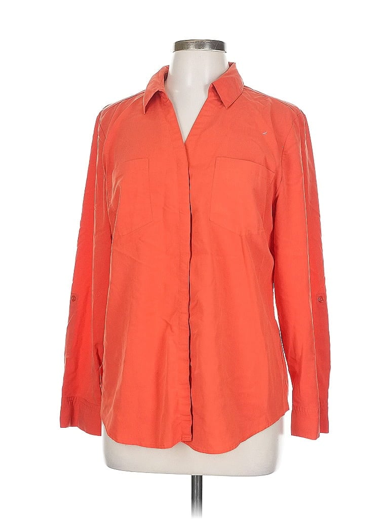 Pre-owned Chico's Long Sleeve Blouse In Orange